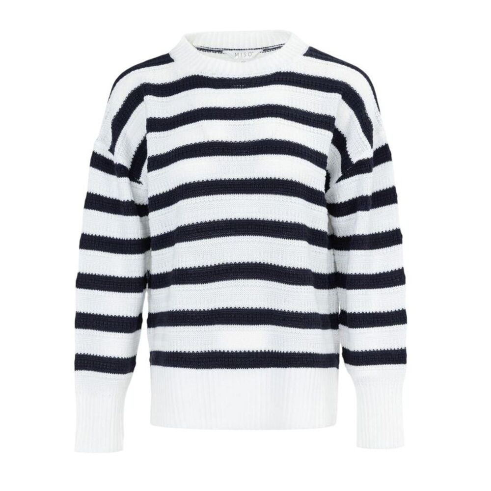 Miso Womens/Ladies Stripe Knitted Relaxed Fit Sweater / Black/White